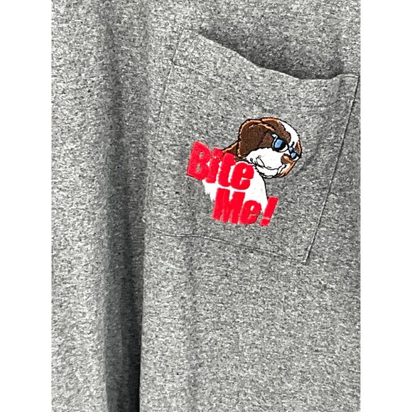 Big Dogs "Bite‎ Me" Long Sleeve T-Shirt 2XL Gray Cotton/Polyester/Rayon Blend - Picture 2 of 5